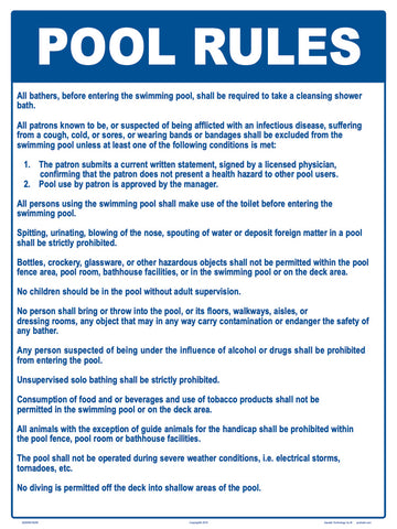 Calfornia Pool Rules Sign - 18 x 24 Inches on Heavy-Duty Aluminum