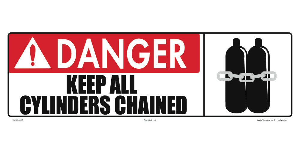 Danger Keep All Cylinders Chained Sign - 18 x 6 Inches on Heavy-Duty Aluminum