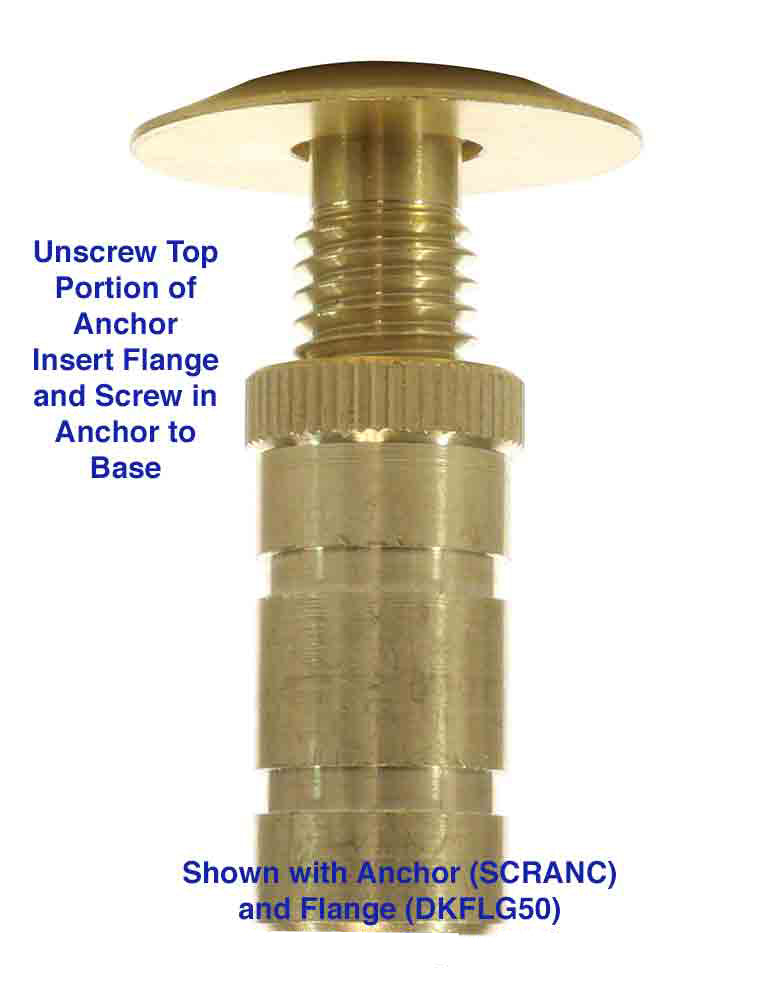 Screw-Type Brass Safety Cover Anchors and Flanges - Threaded - Pack of 5