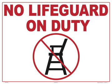 No Lifeguard On Duty With Graphic Sign - 24 x 18 Inches on Heavy-Duty Aluminum