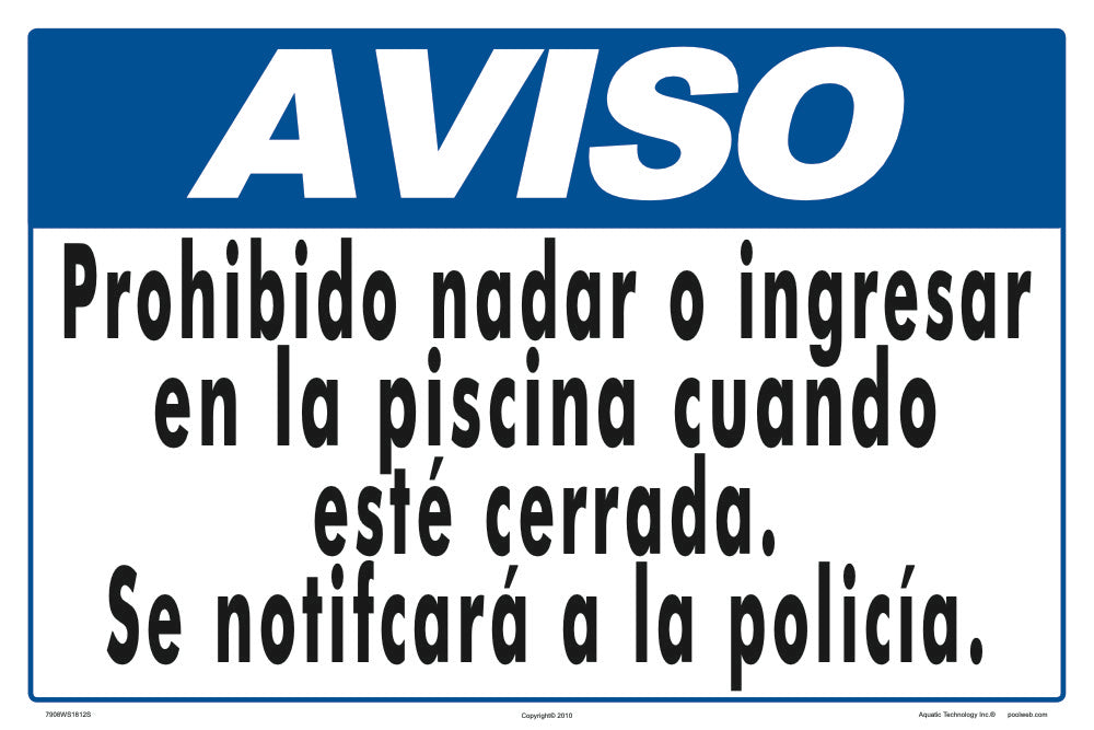 Notice No Swimming or Trespassing Sign in Spanish - 18 x 12 Inches on Heavy-Duty Aluminum
