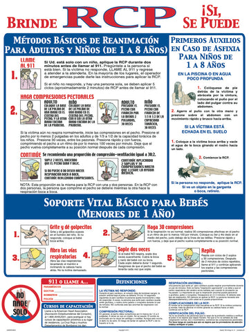 CPR Instruction Sign in Spanish - 18 x 24 Inches on Heavy-Duty Aluminum