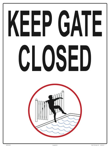 Keep Gate Closed Sign With Graphic - 18 x 24 Inches on Styrene Plastic