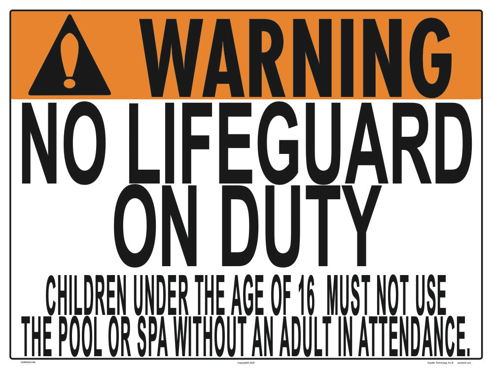Nebraska No Lifeguard Warning Sign (16 Years and Under) - 24 x 18 Inches on Heavy-Duty Aluminum