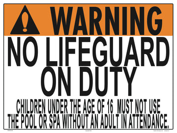 Nebraska No Lifeguard Warning Sign (16 Years and Under) - 24 x 18 Inches on Heavy-Duty Aluminum