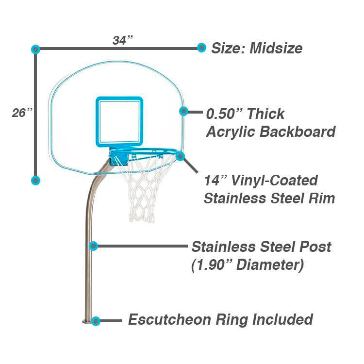 Clear Hoop Jr. Pool Basketball Game for 1.90 Inch Anchor - Not Included
