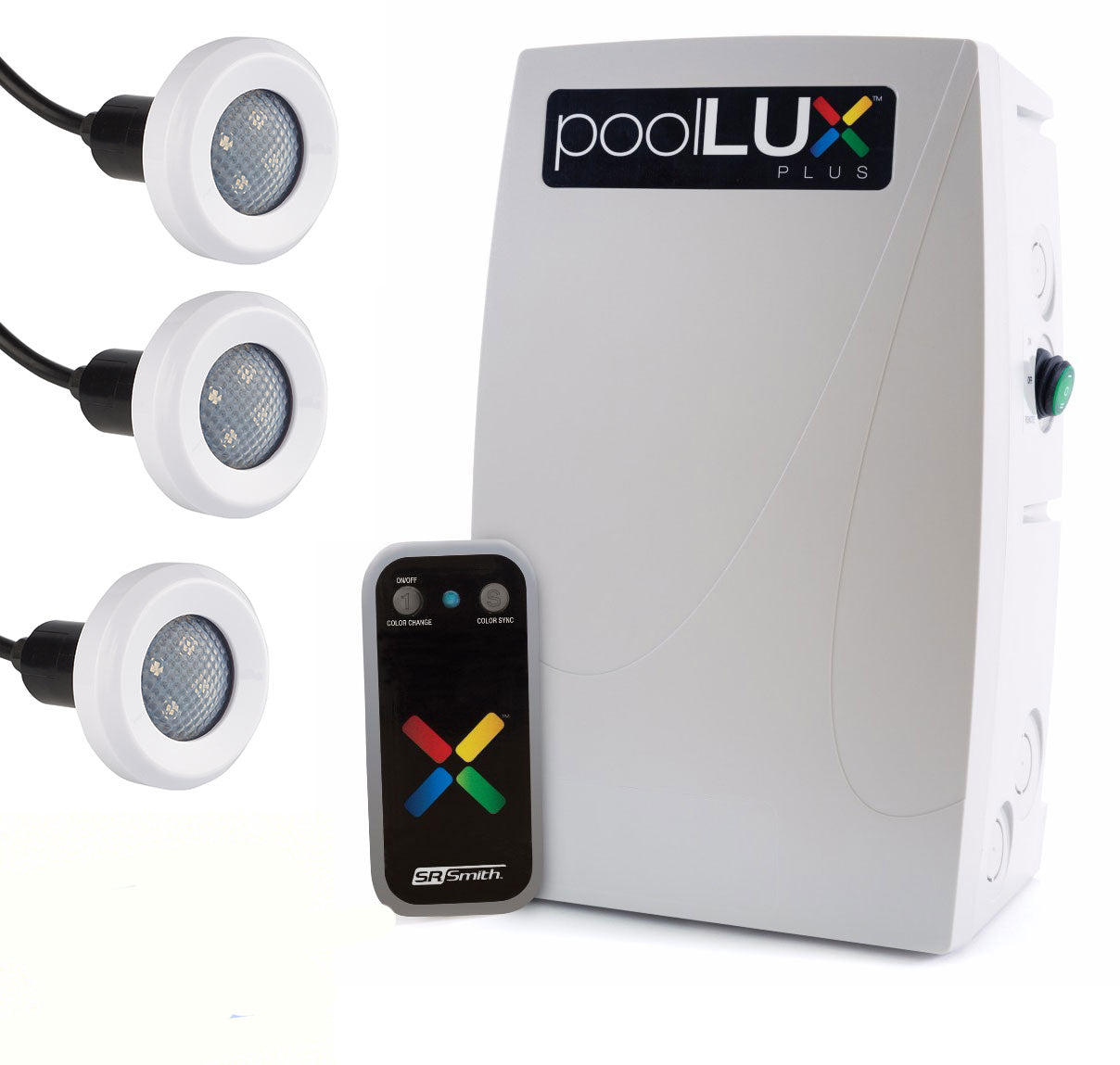 PoolLUX Plus LED Treo Lighting Kit With 3 Treo RGB Lights and 60 Watt PoolLUX Plus System