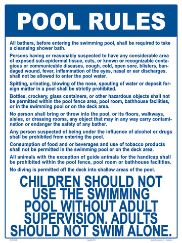 North Carolina Pool Rules Sign - 18 x 24 Inches on Heavy-Duty Aluminum