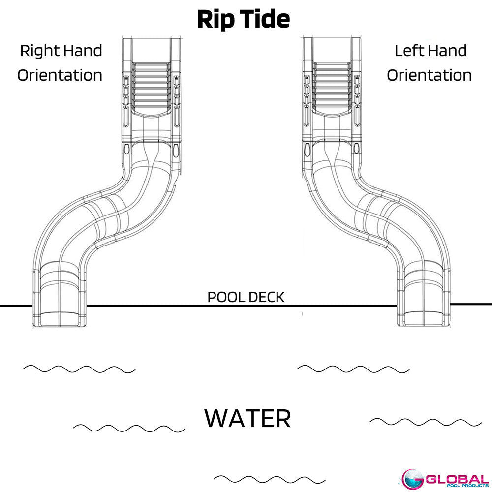 Rip Tide Water Slide Right Turn With LED Lights - Gray Granite