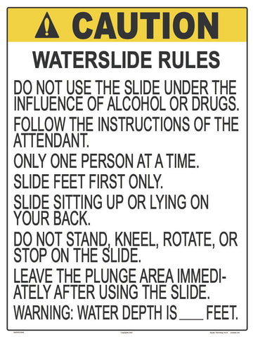 Waterslide Rules Sign - 18 x 24 Inches on Heavy-Duty Aluminum (Customize or Leave Blank)