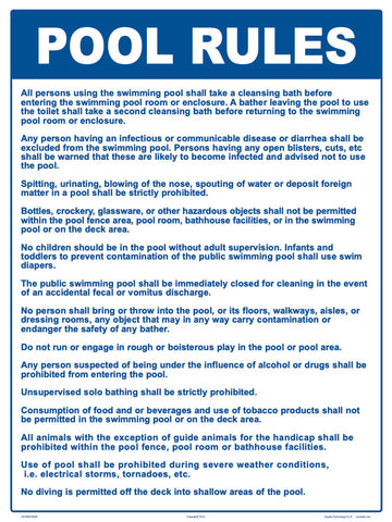 Hawaii Pool Rules Sign - 18 x 24 Inches on Styrene Plastic