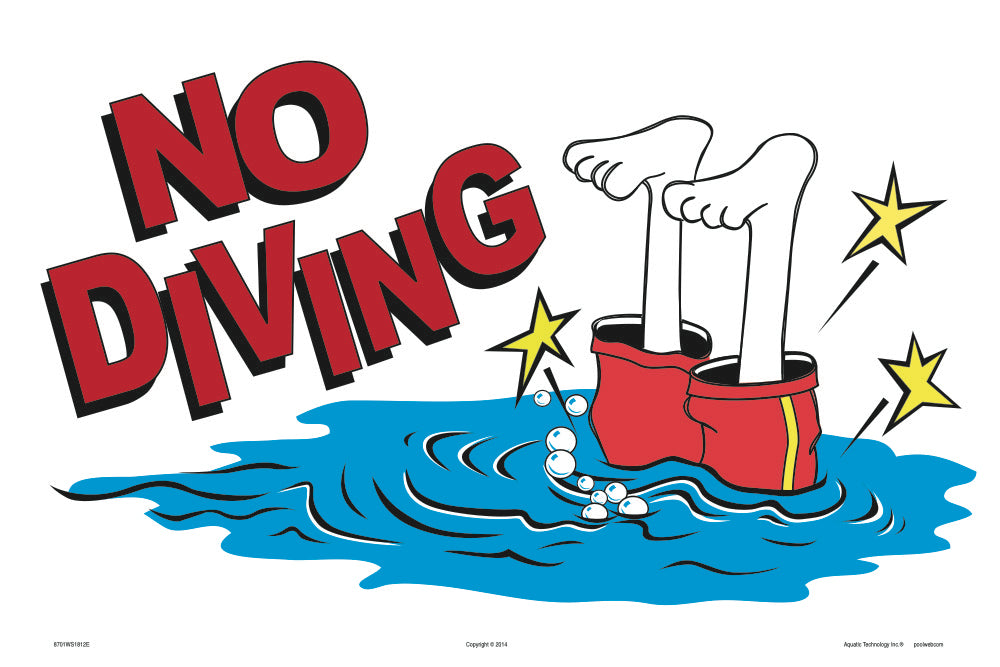No Diving Humor Sign - 18 x 12 Inches on Styrene Plastic