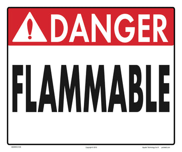 Danger Flammable Sign - 12 x 10 Inches on Heavy-Duty Aluminum