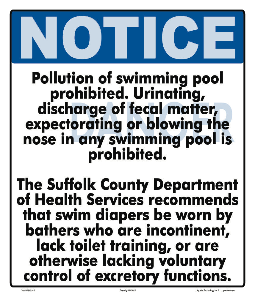 Notice Suffolk County Pollution Statement Sign - 12 x 14 Inches on Styrene Plastic