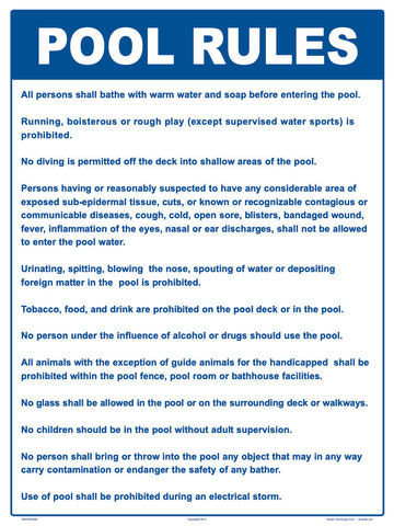 Connecticut Pool Rules Sign - 18 x 24 Inches on Heavy-Duty Aluminum