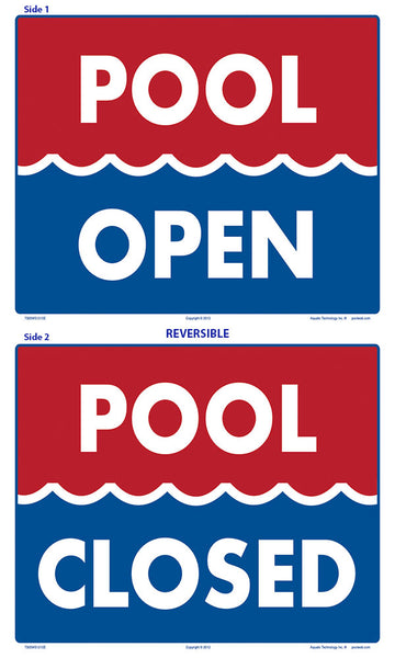 Pool Open/Closed (Red/Blue) Double-Sided Sign - 12 x 10 Inches on Heavy-Duty Aluminum