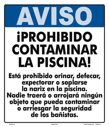 Notice New York Pollution Statement Sign in Spanish - 12 x 14 Inches on Heavy-Duty Aluminum