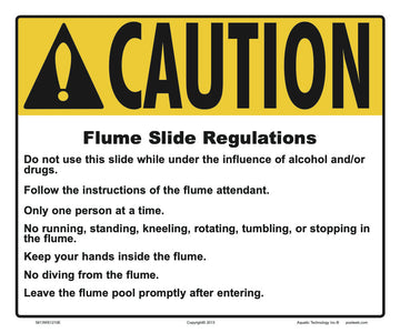 Montana Flume Slide Regulations Caution Sign - 12 x 10 Inches on Heavy-Duty Aluminum