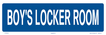 Boy's Locker Room Sign - 12 x 04 Inches on Styrene Plastic