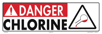 Danger Chlorine Sign - 18 x 6 Inches on Adhesive Vinyl