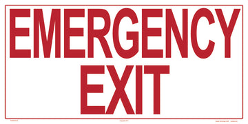 Emergency Exit Sign With 4 Inch Lettering - 24 x 12 Inches on Styrene Plastic