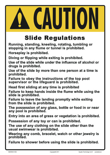 State Slide Regulations Caution Sign - 10 x 14 Inches on Heavy-Duty Aluminum