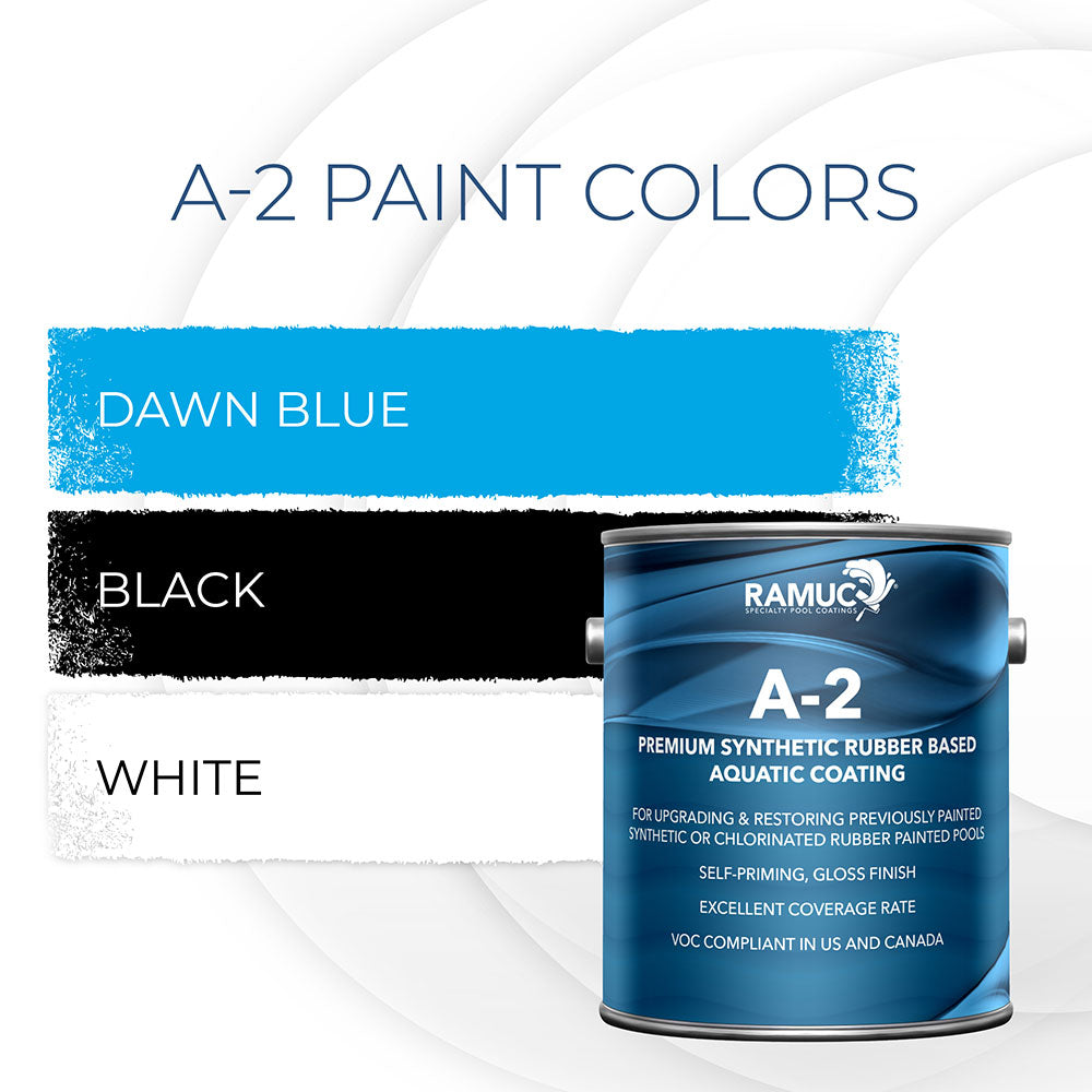 A-2 Premium Synthetic Rubber Pool Paint - 5 Gallon - Various Colors