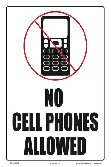 No Cell Phones Allowed With Graphic Sign - 8 x 12 Inches on Styrene Plastic