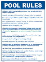 Delaware Pool Rules Sign - 18 x 24 Inches on Styrene Plastic