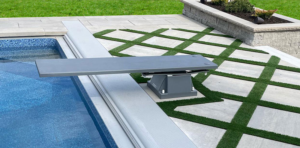 GX6 6 Foot Diving Board and 4-Bolt 12 Inch Base and Spring Combination Set - White