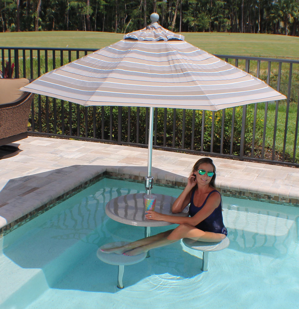 30 patio table with umbrella hole SR Smith Destination Sun Shelf Table Umbrella Hole - 30 Inch