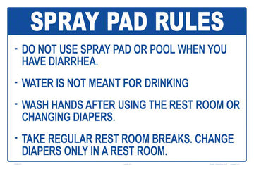 Ohio Spray Pad Rules Sign - 18 x 12 Inches on Heavy-Duty Aluminum