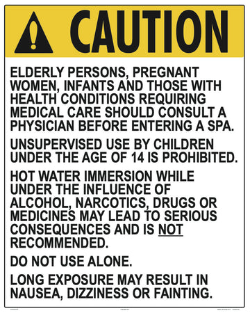 California Spa Regulations Caution Sign - 24 x 30 Inches on Heavy-Duty Aluminum