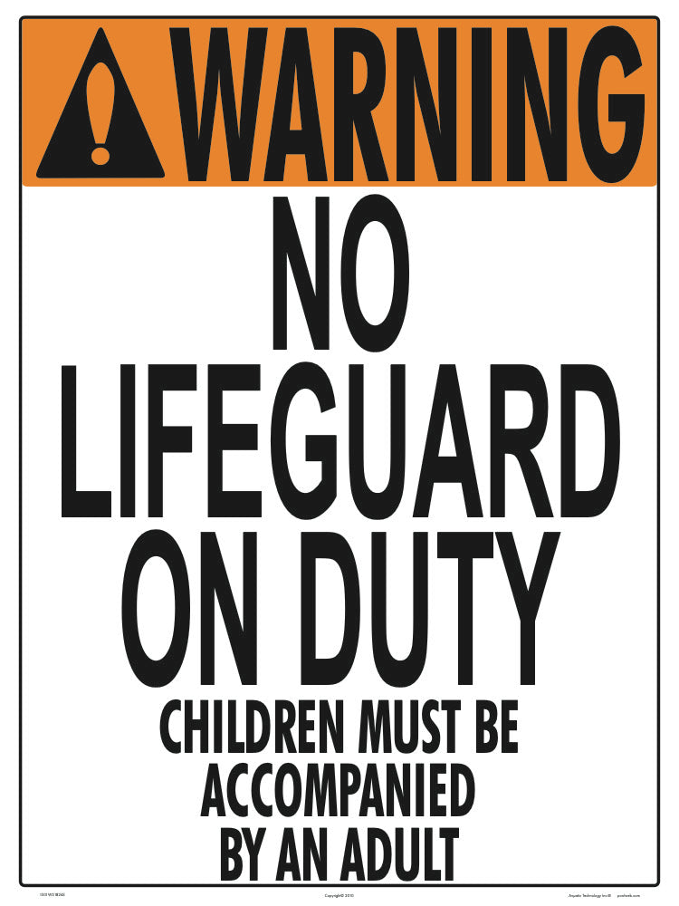 Iowa No Lifeguard (Wading Pool) Warning Sign - 18 x 24 Inches on Heavy-Duty Aluminum