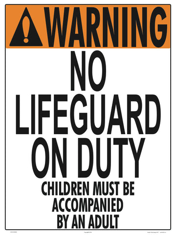 Iowa No Lifeguard (Wading Pool) Warning Sign - 18 x 24 Inches on Heavy-Duty Aluminum