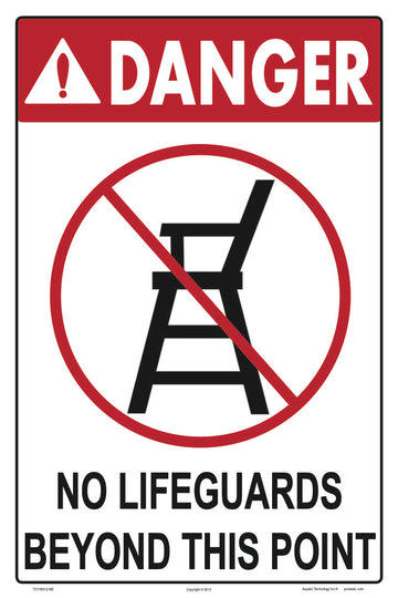 Danger No Lifeguards Beyond This Point Sign - 12 x 18 Inches on Heavy-Duty Aluminum