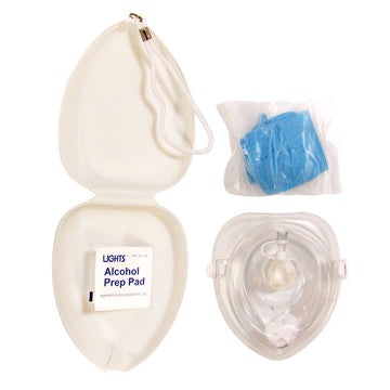 CPR Pocket Resuscitator Mask with Hard Case - White