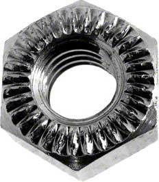 Serated Hex Nut 1/4-20 - Nickel Plated Brass