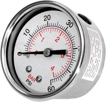 Clearwater/Crystal Water Pressure Gauge - 0-60 PSI - Back Mount Stainless Steel