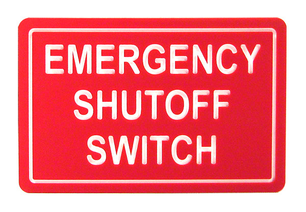 Emergency Shutoff Switch Sign - 9 x 6 Inches Engraved on Red/White Heavy-Duty Plastic .25