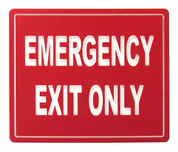 Emergency Exit Sign - 12 x 10 Inches Engraved on Red/White Heavy-Duty Plastic .025