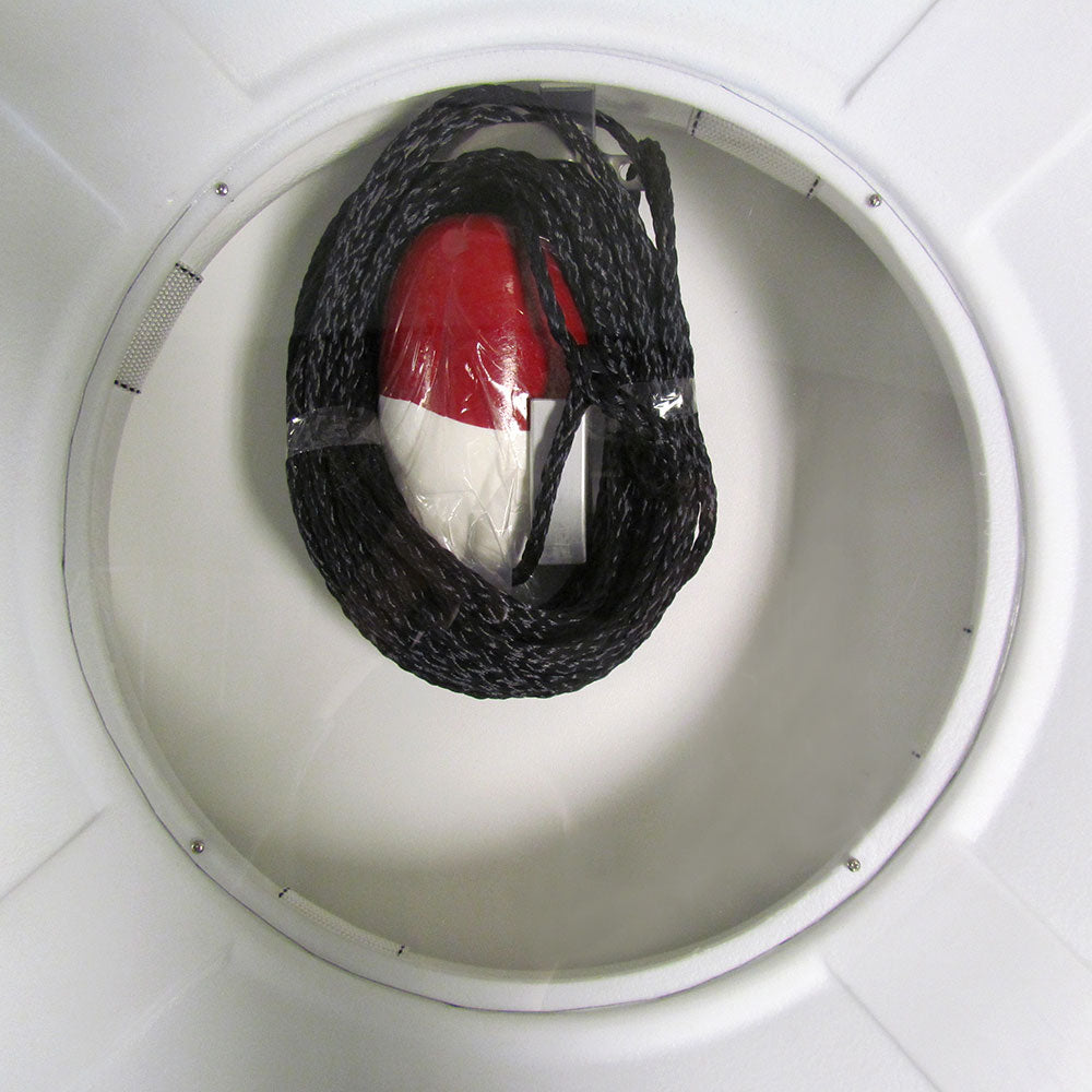 Safety Station Cabinet Equipped With 30 Inch USCG Life Ring Buoy and Throw Line - White