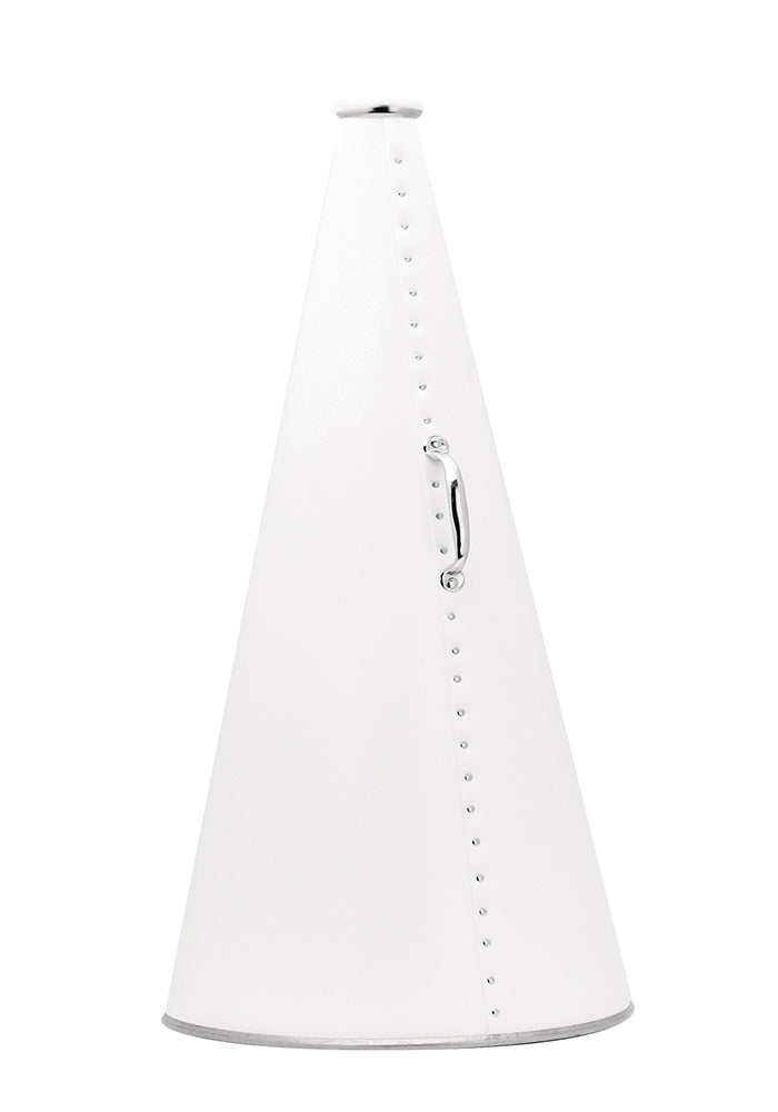 19 Inch Plastic Megaphone With Plated Metal Mouthpiece and Handle - White