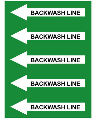 Backwash Left Arrow Pipe Label (Sold Per Inch)