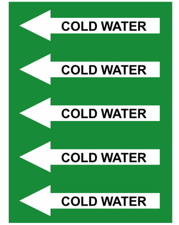 Cold Water Left Arrow Pipe Label (Sold Per Inch)