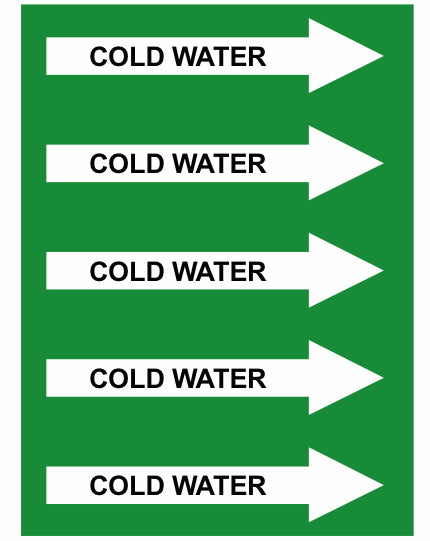 Cold Water Right Arrow Pipe Label (Sold Per Inch)