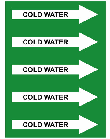 Cold Water Right Arrow Pipe Label (Sold Per Inch)