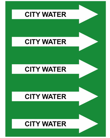 City Water Right Arrow Pipe Label (Sold Per Inch)