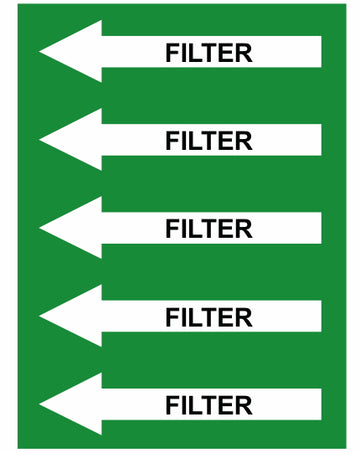 Filter Pipe Left Arrow Pipe Label (Sold Per Inch)