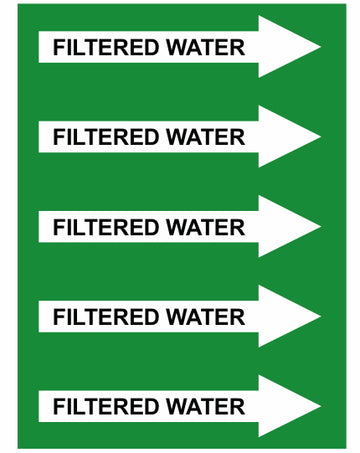 Filtered Water Right Arrow Pipe Label (Sold Per Inch)